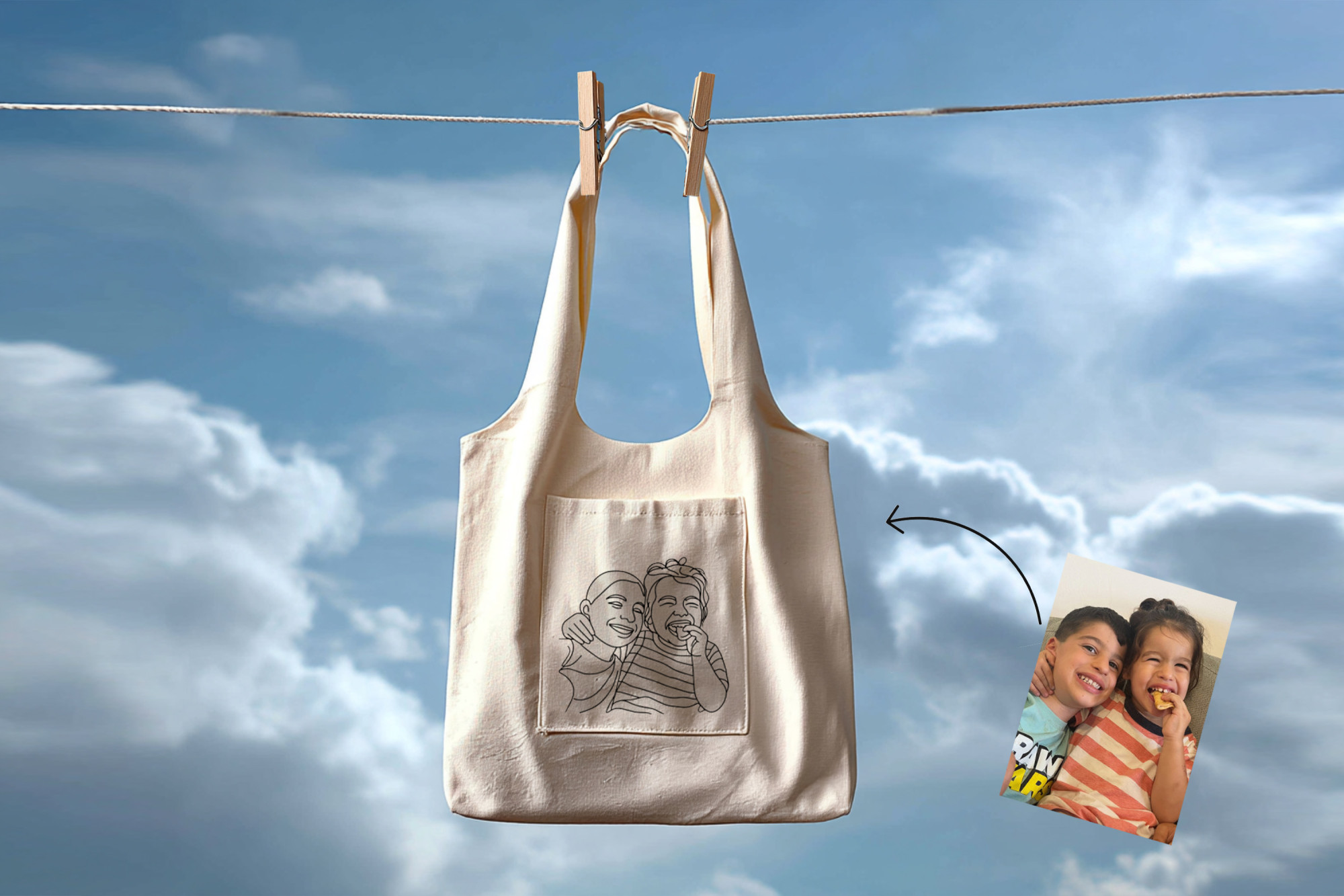 תיק רקום עם איור אישי